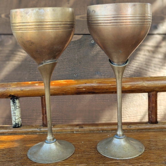2 Vintage Solid Brass Goblets, Perfect for Wedding Toasts! - Picture 1 of 4